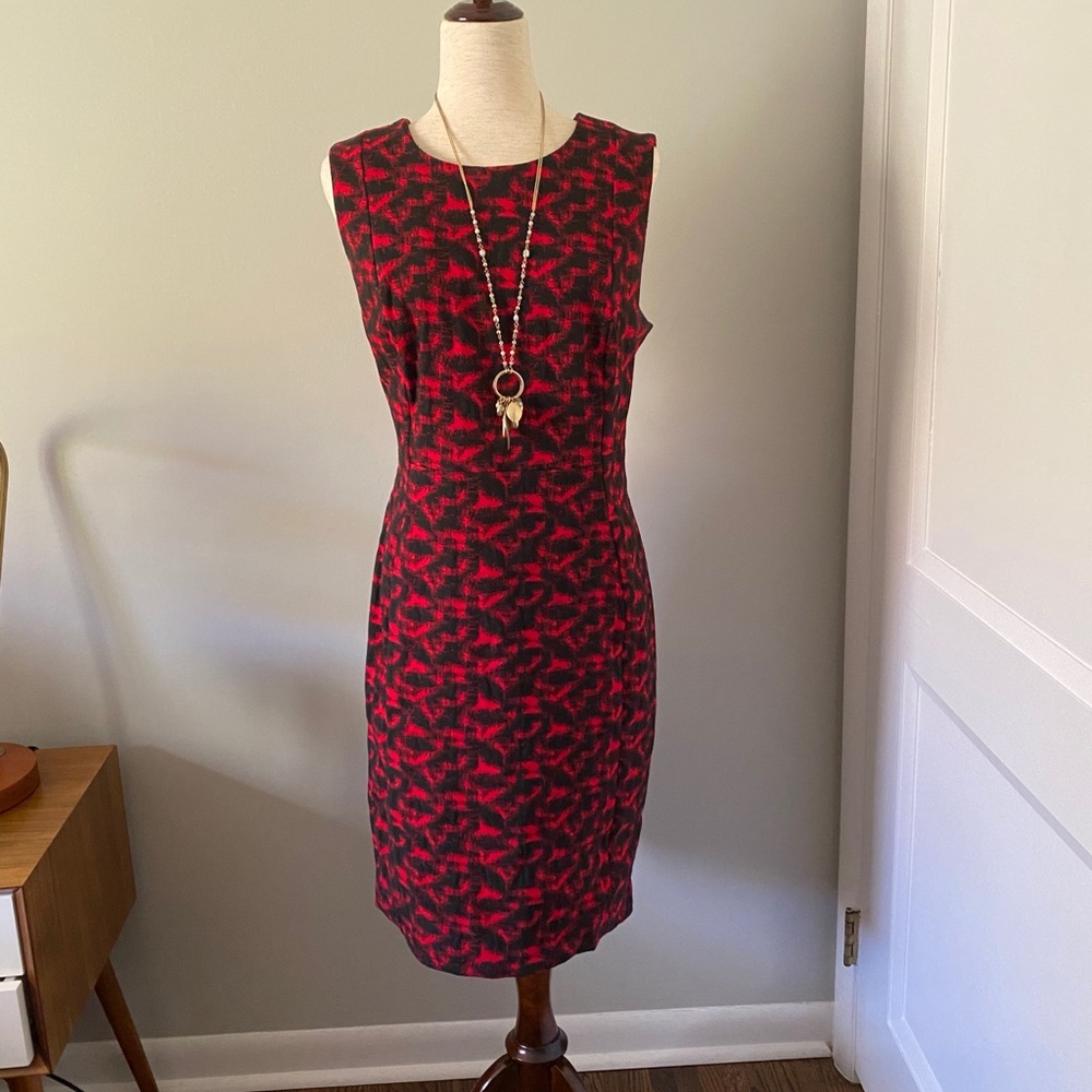 Calvin Klein black and red sheath dress